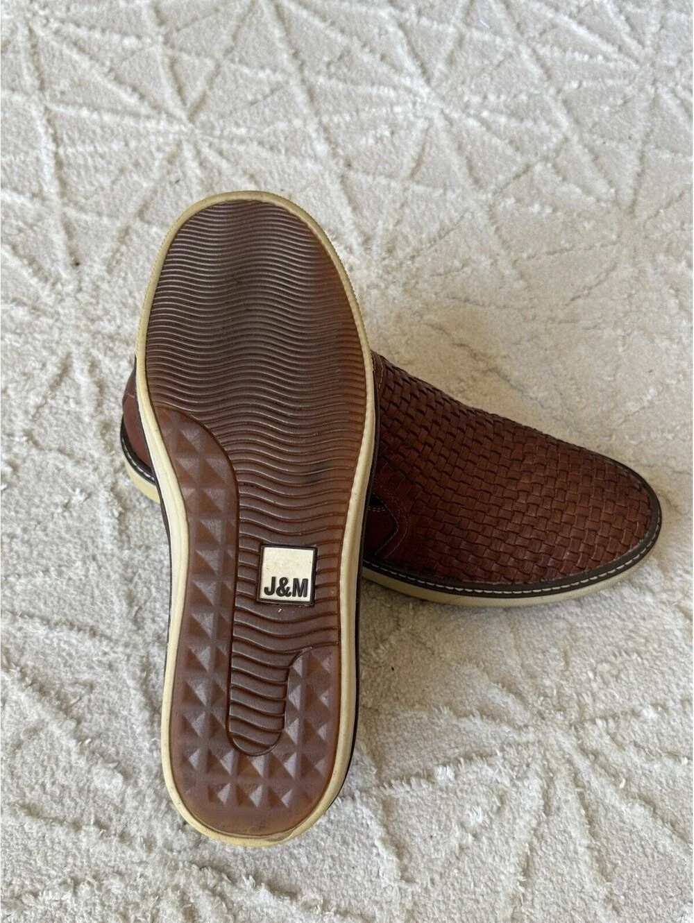 Johnston & Murphy McGuffey Men’s 10M Woven Leather Loafers Quiet Luxury